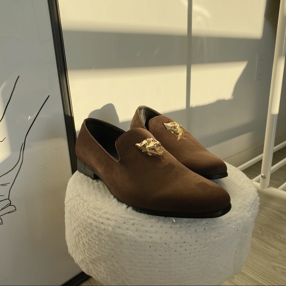 👞 Amali Brown & Gold Formal Loafer/Dress Shoes